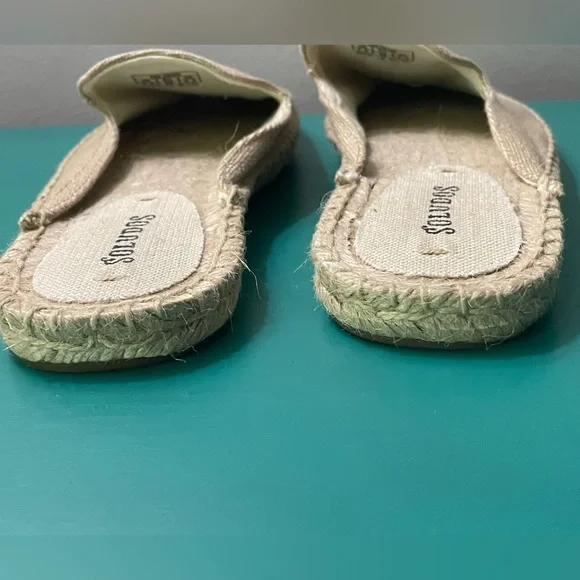 SOLUDOS Bees Cotton Woven Canvas Slip-On Espadrille Mule Flats / Sz 7.5 - Picture 7 of 10